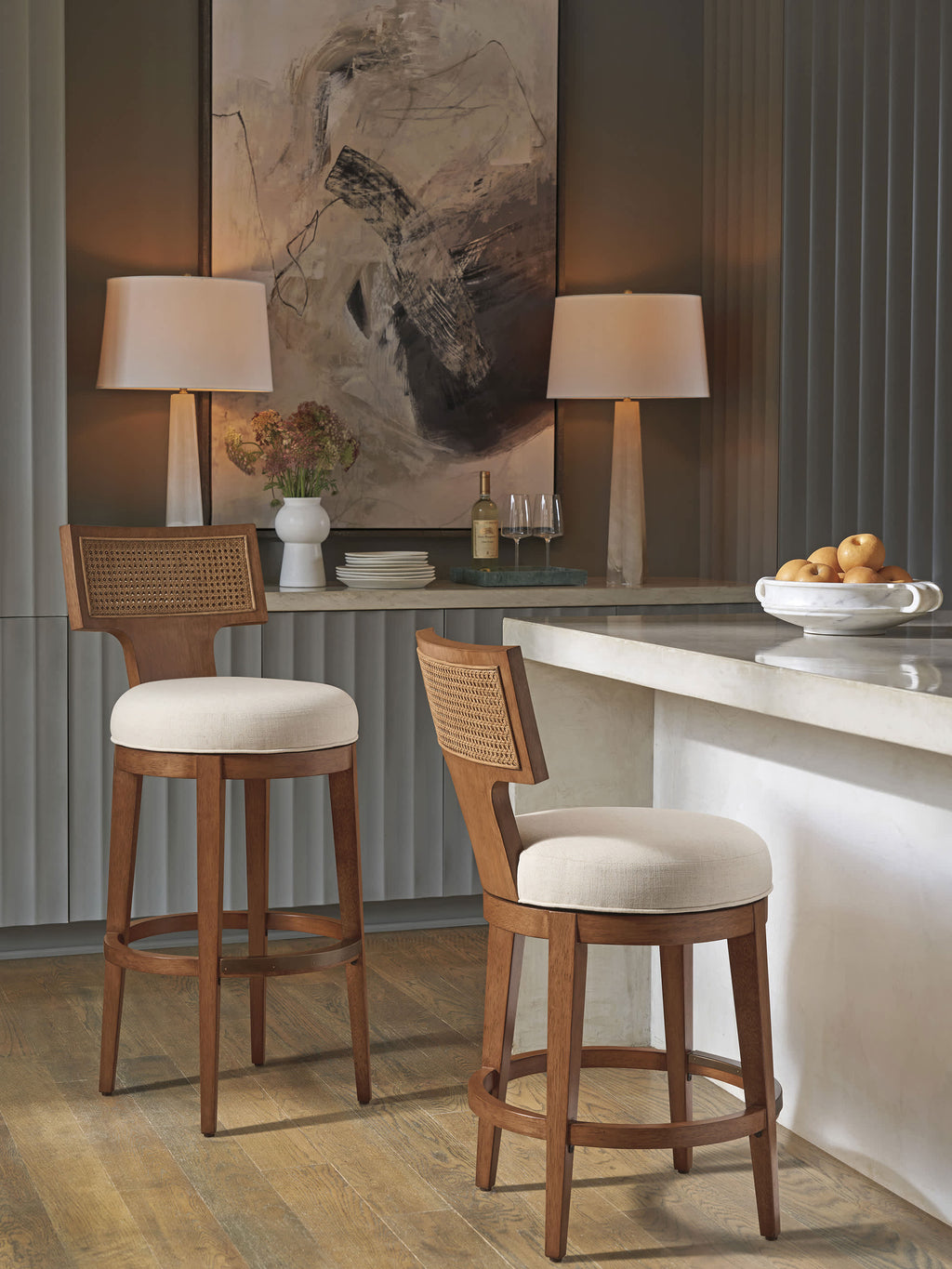 Calavera  Woven Swivel Bar Stool