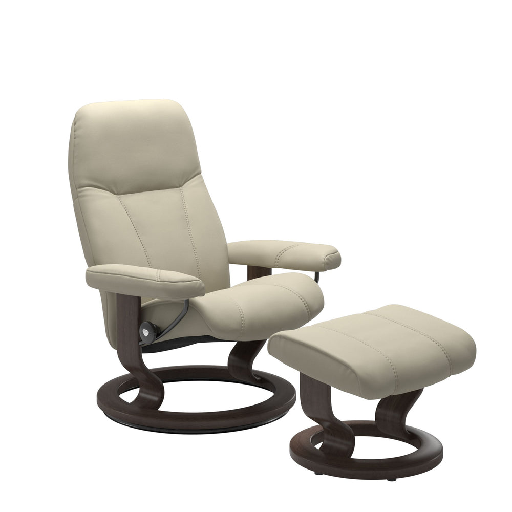 Stressless® Consul (L) Classic Base Recliner with Ottoman