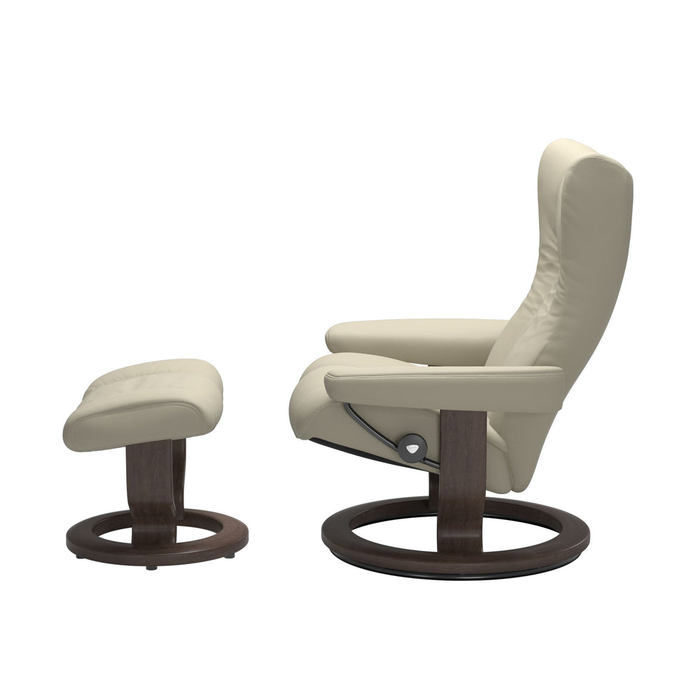 Stressless® Wing (L) Classic Base Recliner with Ottoman