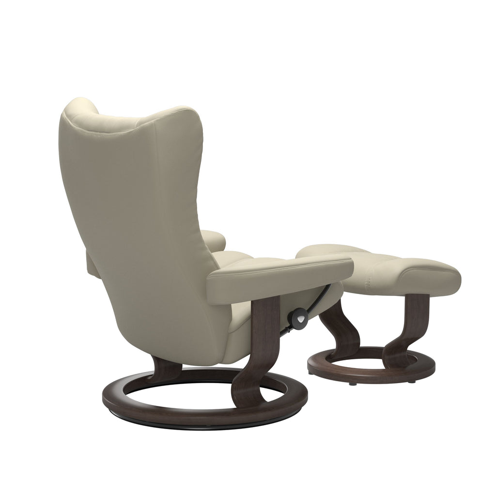 Stressless® Wing (L) Classic Base Recliner with Ottoman