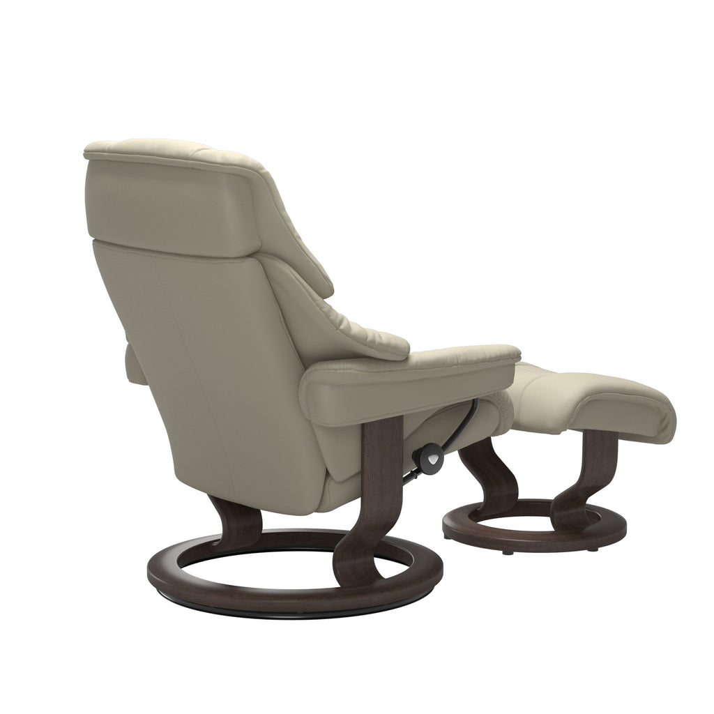 Stressless® Reno (L) Classic Base Recliner with Ottoman