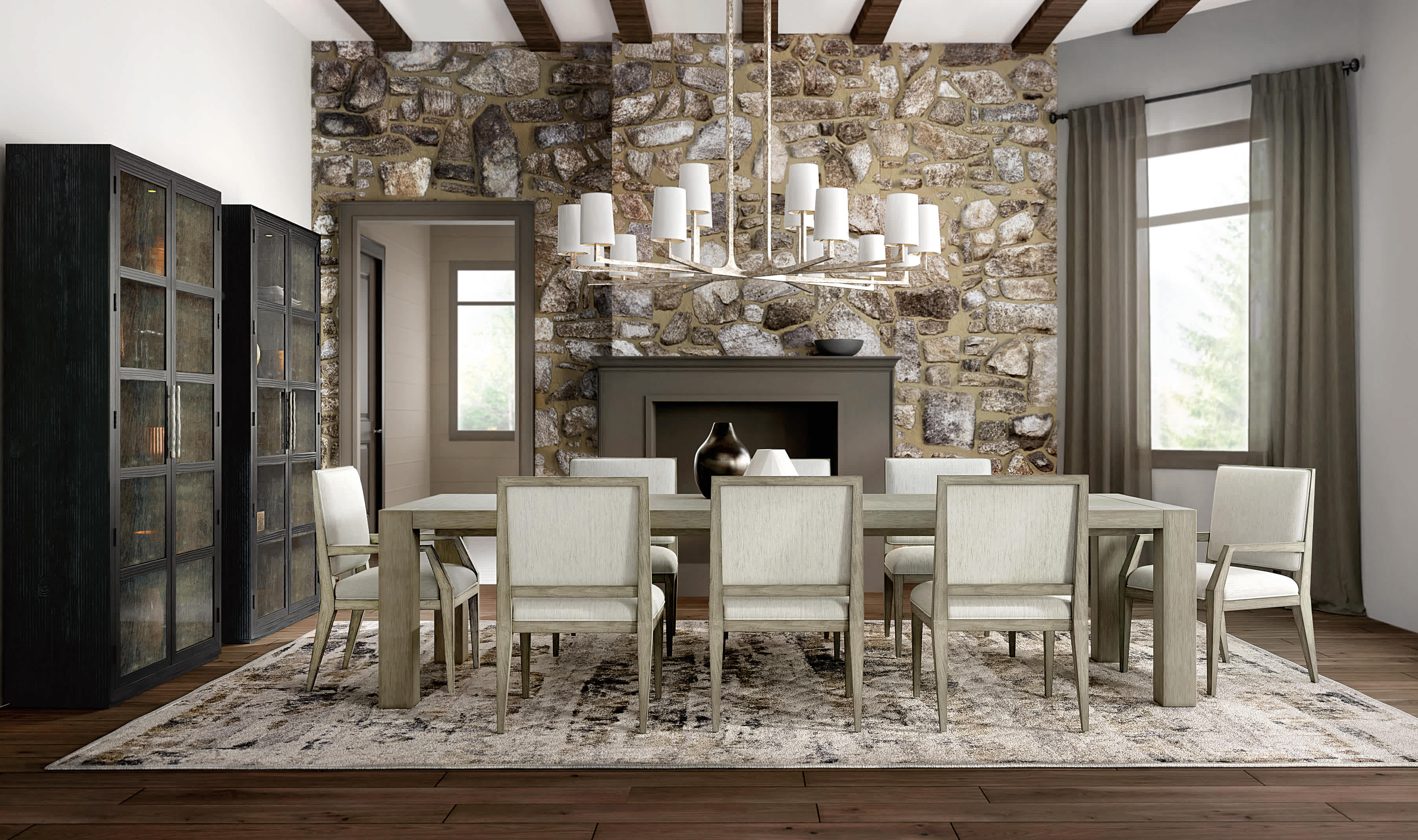 Linville Falls North Fork Rectangle Dining Table with 1-24 in Leaf