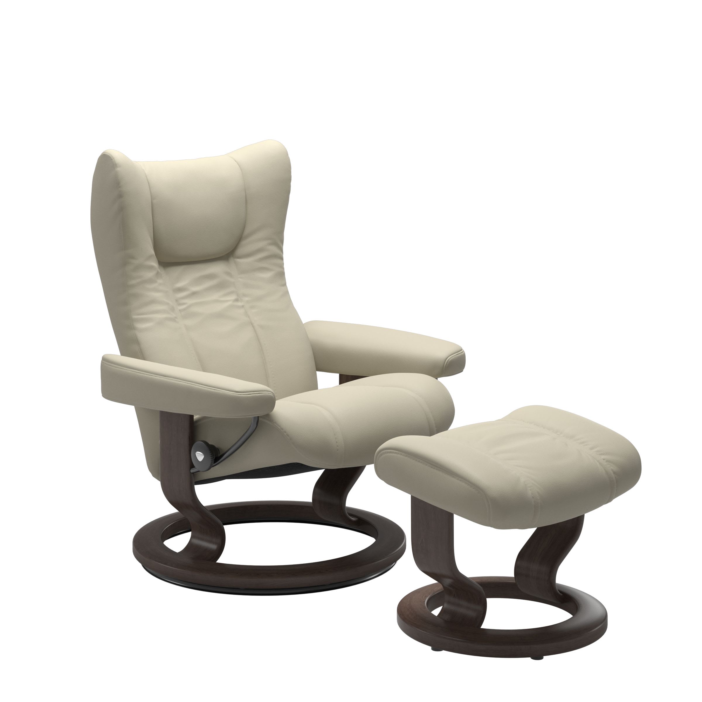 Stressless® Wing (L) Classic Base Recliner with Ottoman